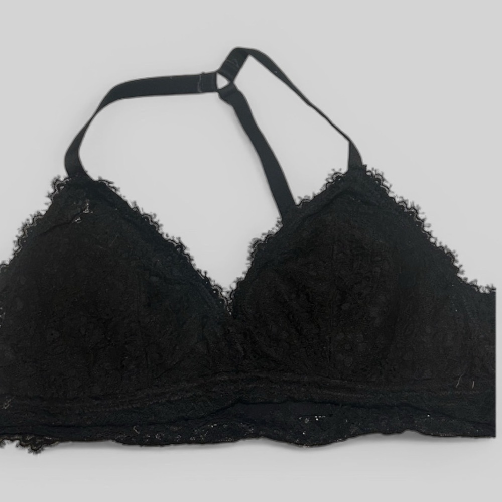 Aerie black lace adjustable bralette dark romantic witchy size XL light padding